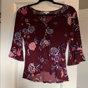 Maroon floral top